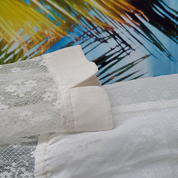 Korirl trim lace hooded Cover up Kimono women's size L - Picture 4 of 5